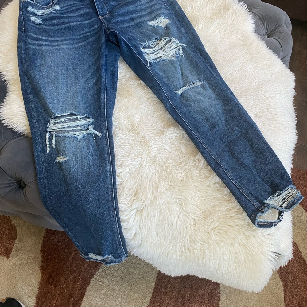 American Eagle Girlfriend 12 Distressed Blue Jeans LIKE NEW